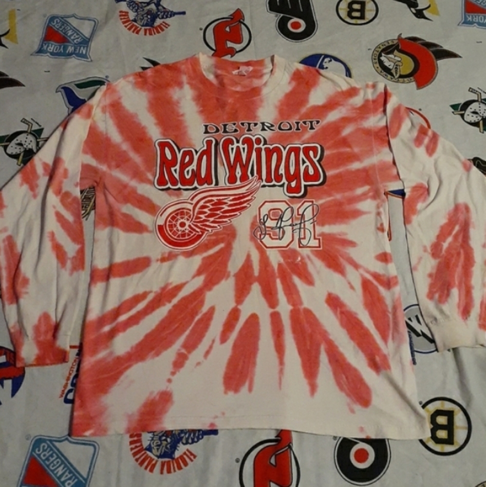 1997 Sergei Fedorov Detroit Red Wings Vintage Psychedelic Long Sleeve Shirt Tee